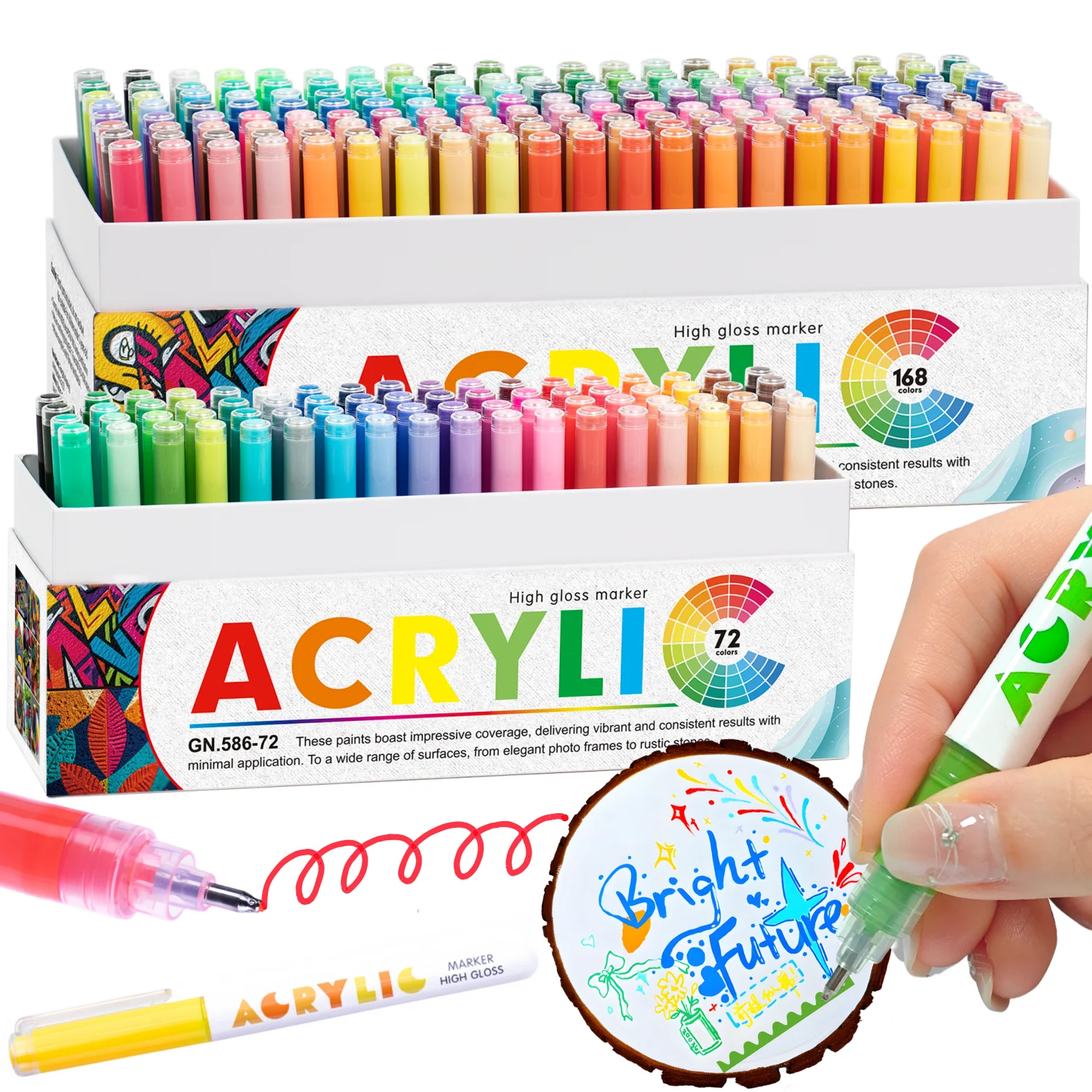 

High Gloss Acrylic Markers,1mm Bullet Nib Acrylic Paint Pens,Bright Colors,Big Capacity ink,Wide Range of Uses Art Supplies Kit