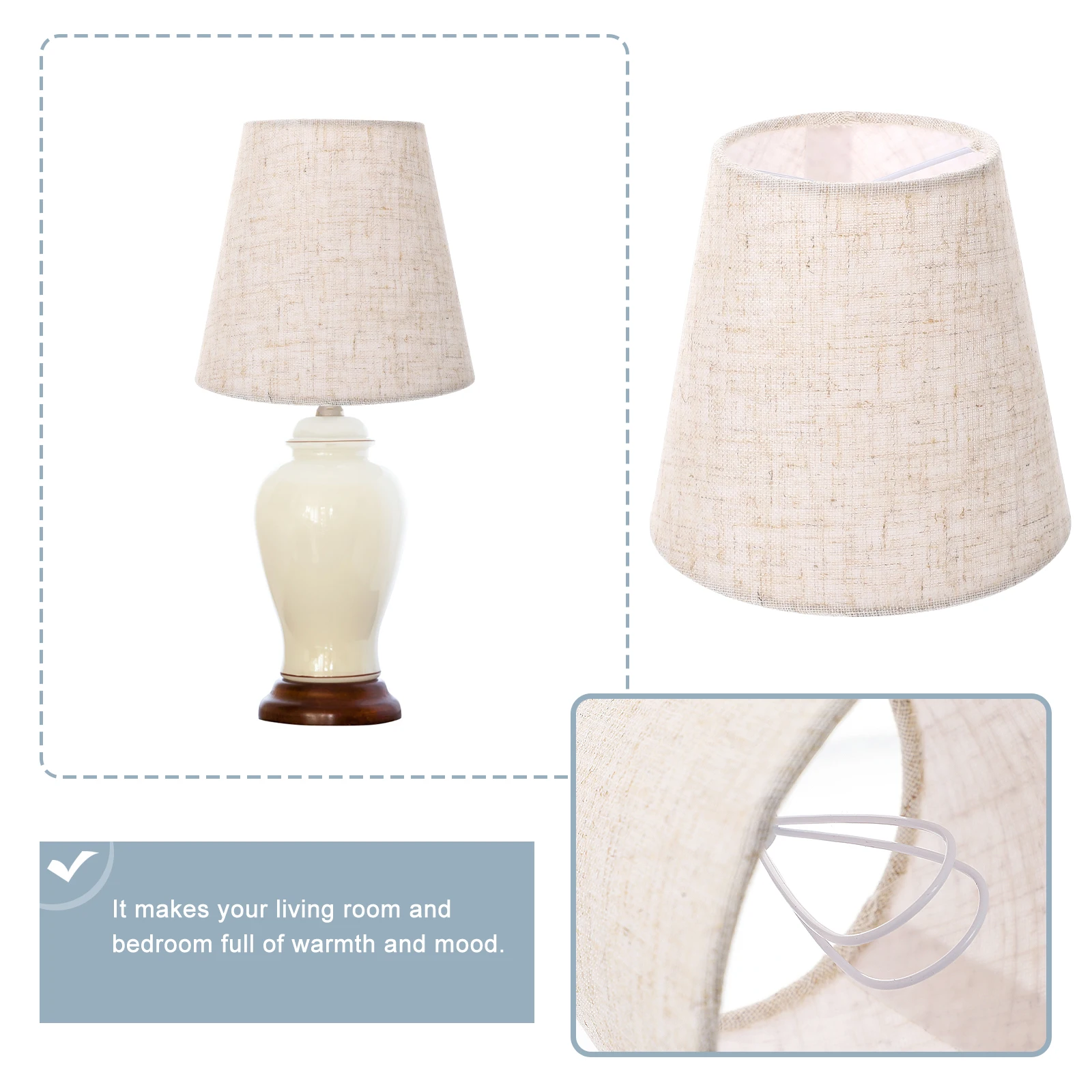 

Cloth Lampshade Durable Cover Fabric Beige Child Room Table Accent Vintage Candlestick Lamps Home Hotel Lamp Accessories