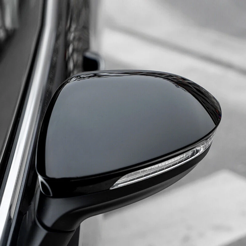 Rhyming 1 Paar für VW Golf 8 MK8 VIII 2020-2023 Schwarz/Carbon-Muster Rückspiegelabdeckung mit/ohne Side Assist Ersatzabdeckung – Detail 4
