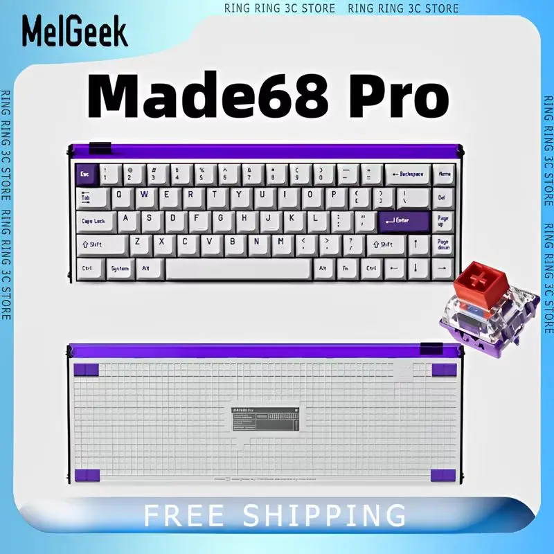 

Melgeek Made68 Pro Магнитный переключатель Механическая клавиатура Проводной TTC Магнитный переключатель E-Sports RGB с возможностью горячей замены RT Игровая клавиатура для ПК Подарок