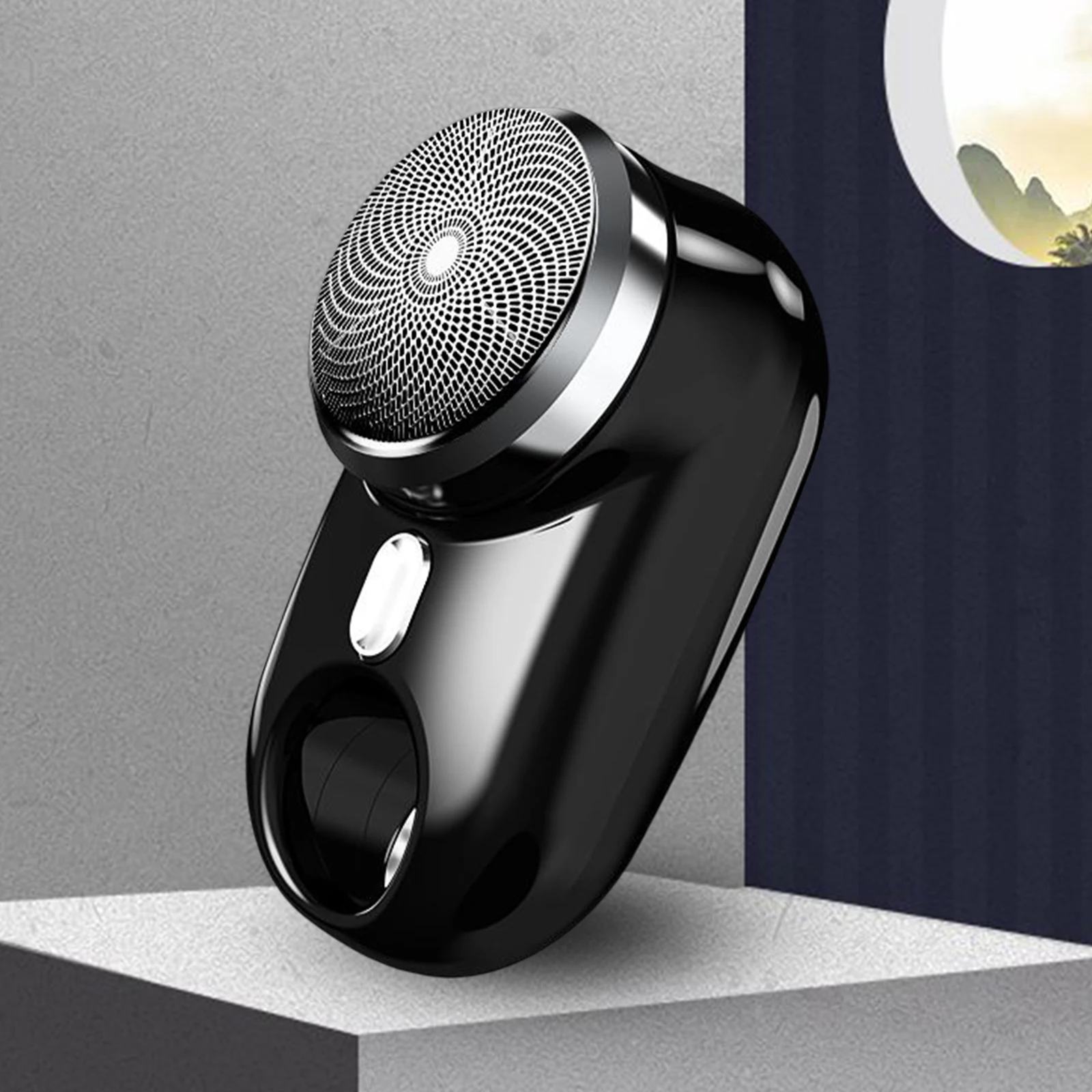 ماكينة حلاقة كهربائية محمولة للوجه من الفولاذ المقاوم للصدأ مدمجة مع أضواء محيطة ملونة خفيفة الوزن للرجال في الهواء الطلق