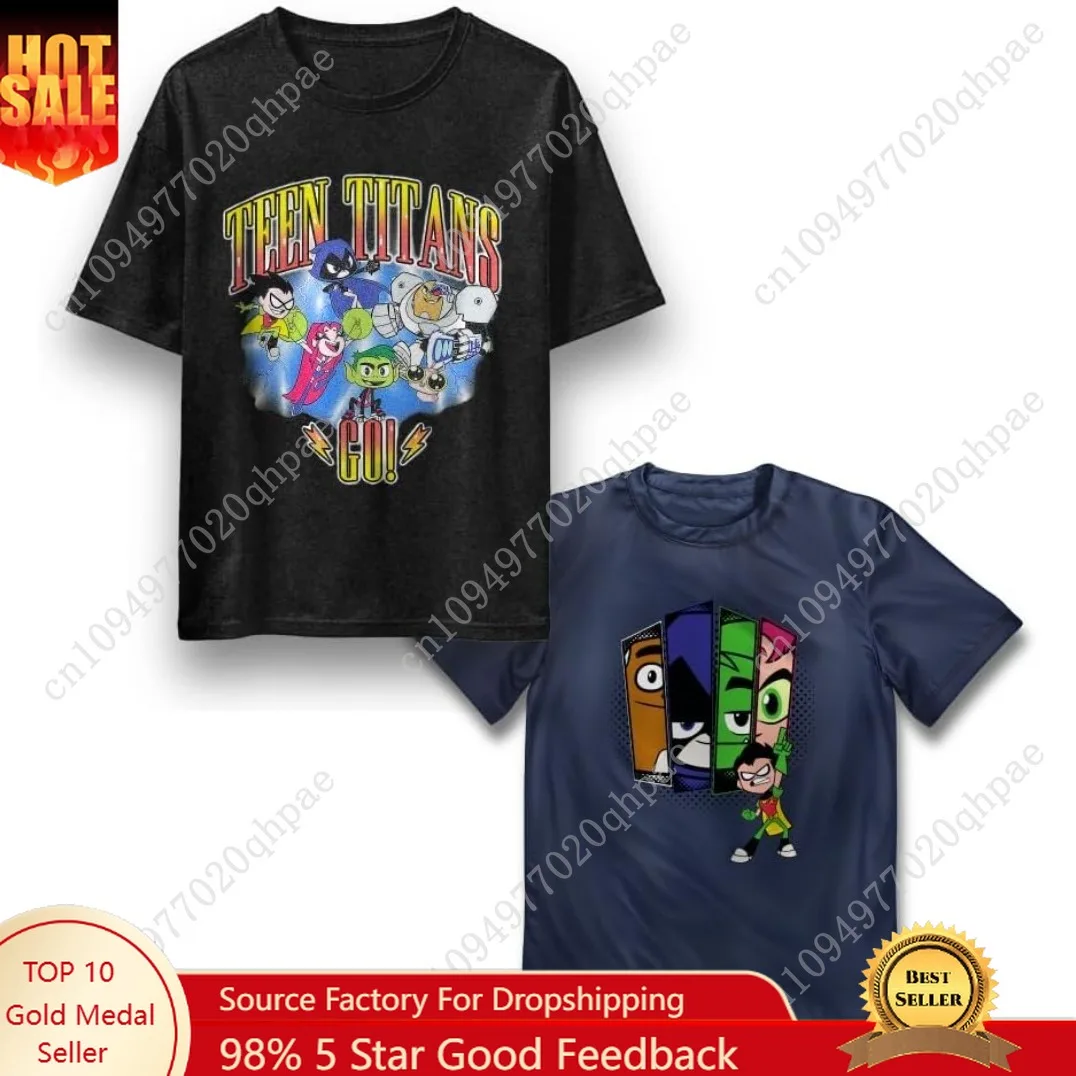 

Teen Titans Boys 2-Pack Short Sleeve Crewneck Graphic T-Shirt Bundle, 2-Piece Set of Tees for Kids and Toddlers