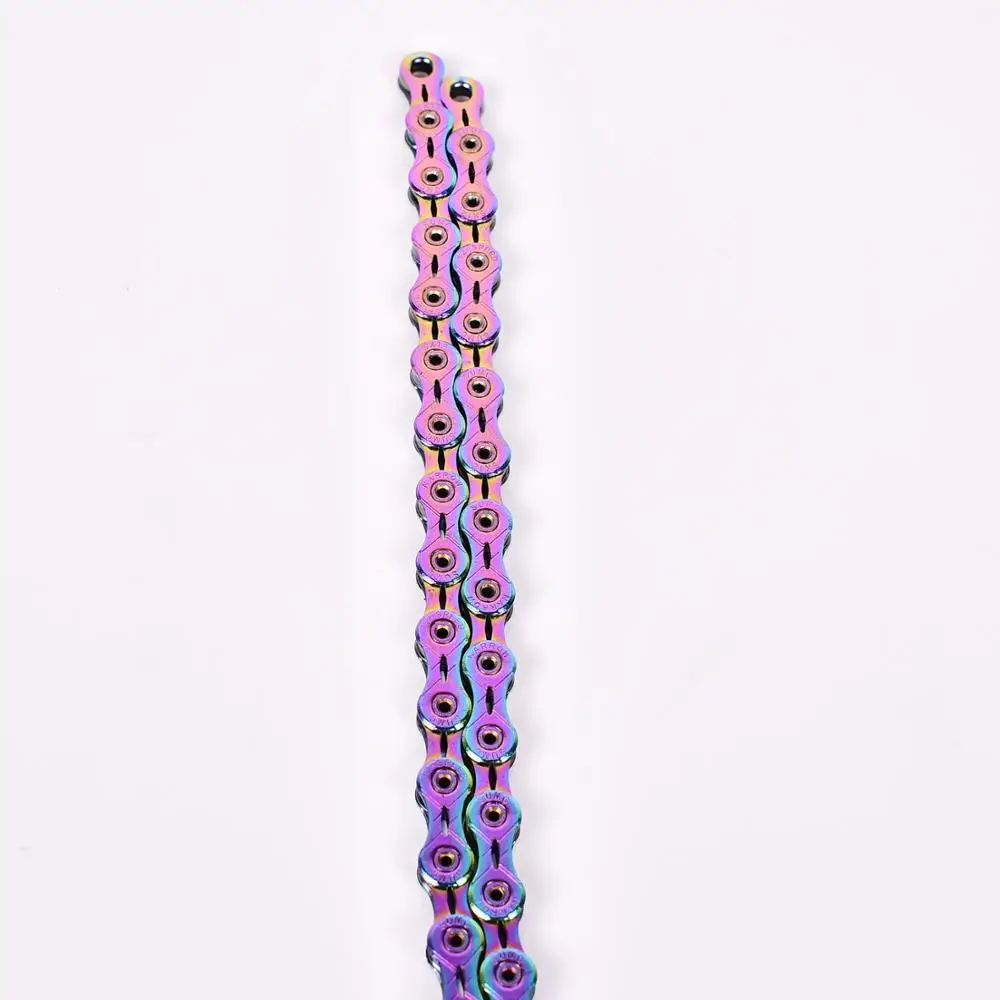 Fahrradketten sumc 9/10/116 Geschwindigkeit Regenbogen hohl halb hohl magische Schnalle Rennrad Fahrradkette Länge 250/126l Gewicht g – Detail 14