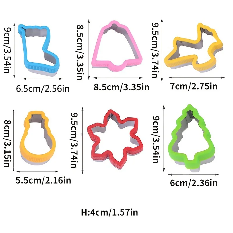 Set di 6 pezzi di protezione per il taglio di biscotti natalizi, campana, fiocco di neve, calzini, renne, pupazzo di neve, albero di natale, utensili da cucina
