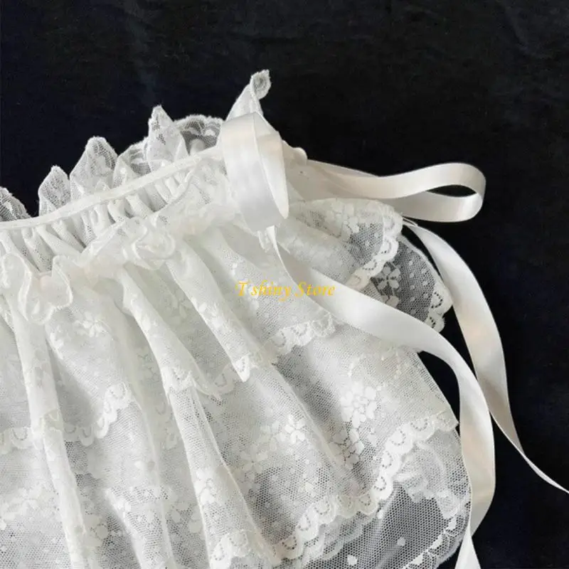 N58F White Floral Stretch Mini Skirt Balletcore Elastic Waistband Lightweight Summer Skirt For Women