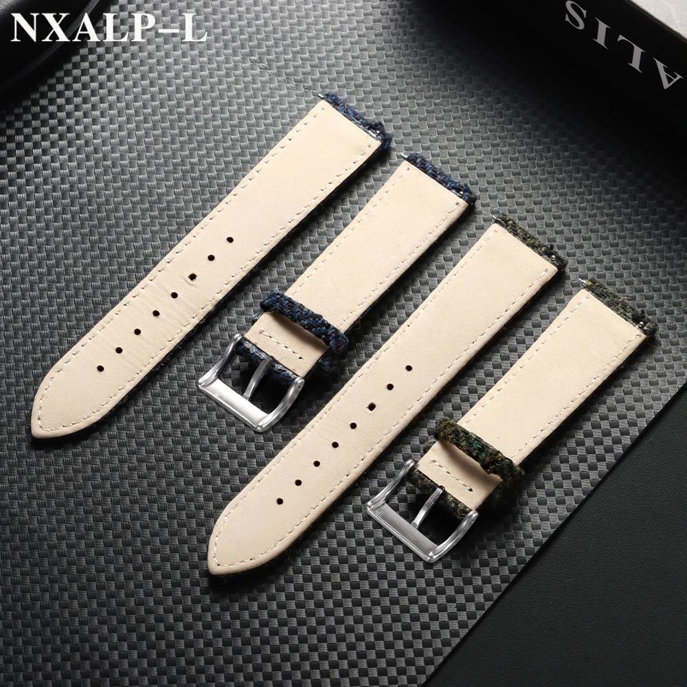 تويد النايلون نسج حزام جلد طبيعي حزام الساعات 18 مللي متر 20 مللي متر 22 مللي متر لأوميغا ل Seiko Smartwatch معصمه الإفراج السريع سوار