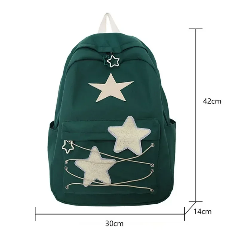 Mochilas coreanas con estrellas para mujer, mochilas escolares estéticas Y2k, mochilas Kawaii de alta capacidad, ropa de calle japonesa para estudiantes