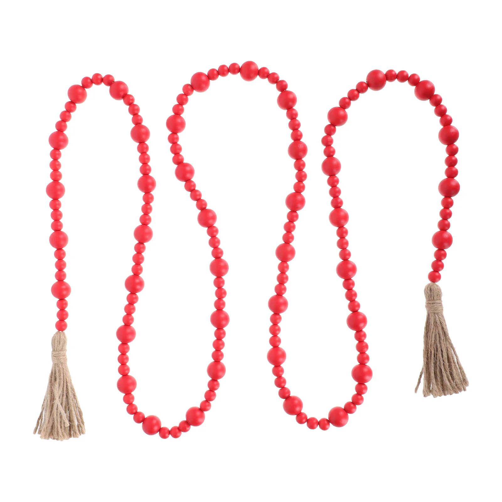 

1Pcs Tassel Decor Wooden Beads Pendant Hanging for Christmas Tree Home Wall Xmas Decor Festival Layout Backdrop