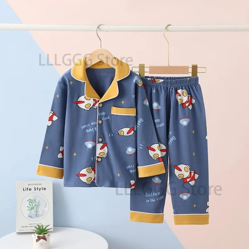 Doraemon Kawaii Nightwear Set Spring Fall Children Pajamas Cute Long Sleeve Pants Pajama Set Loose Homewear Casual Service Suit