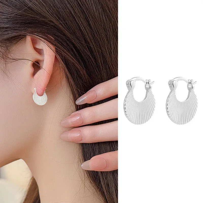 925 فضة الهندسة جولة هوب أقراط امرأة الأقراط الفاخرة عالية الجودة المشاركة الزفاف خمر الكروم مجوهرات #1