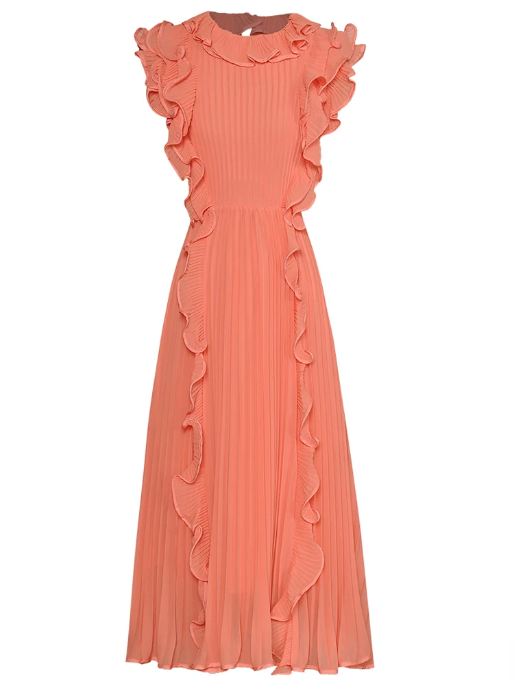 

Designer Spring Summer Women'S New Bohemian High Quality Sexy Casual Party Celebrity Unique Vintage Elegant Ruffle Midi Dress