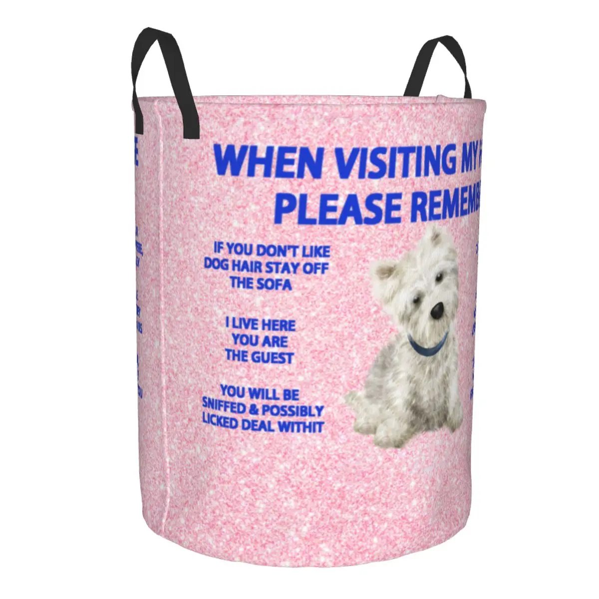 Sweet West Highland White Terrier Dog Laundry Basket Foldable Large Capacity Clothing Storage Bin Westie Puppy Baby Hamper