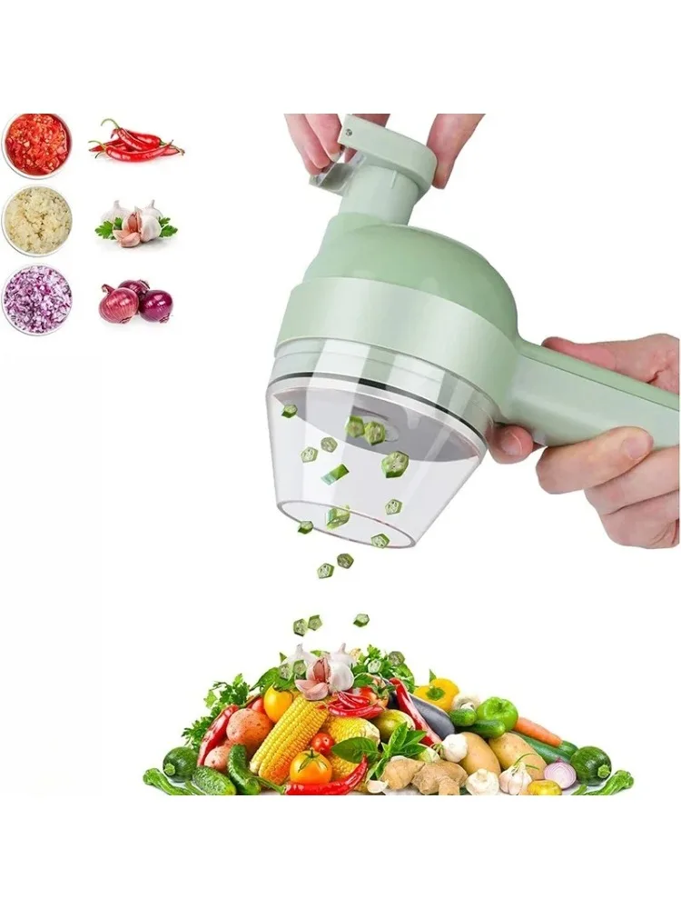 Ensemble de coupe-légumes électrique 4 en 1, presse-ail électrique sans fil portatif, hachoir à aliments, hachoir à viande, tranche d'épluchage des aliments