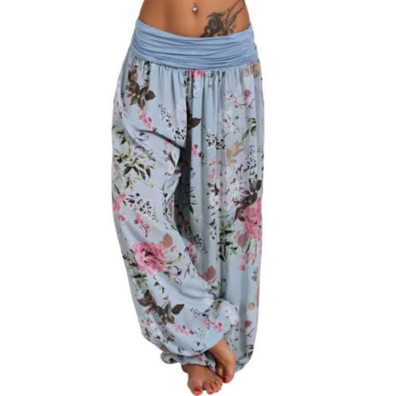 Ladies Fashion Print Wide Leg Pants Casual Pants Harlan Pants Casual Comfort Loose Pants for Ladies