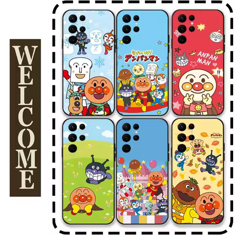 Cute Cartoon A-Anpanman Phone Case for Samsung Galaxy S24 Ultra S22 S23 Ultra S21 S20 5G Protective Silicone TPU Funda