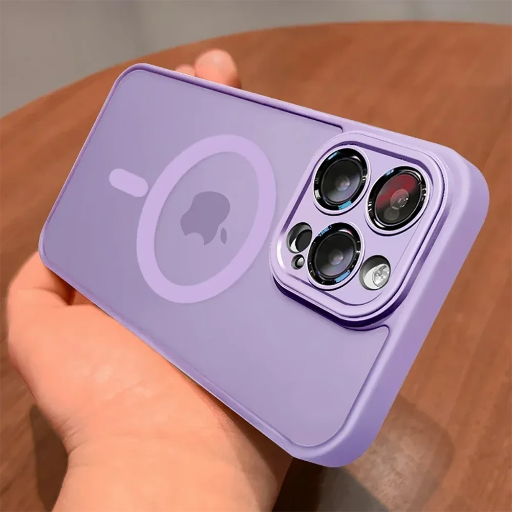 

Translucent Magsafe Magnetic Phone Case For iPhone 16E 16 15 14 13 11 12 Pro Max Plus Wireless Charge Lens Protector Matte Cover