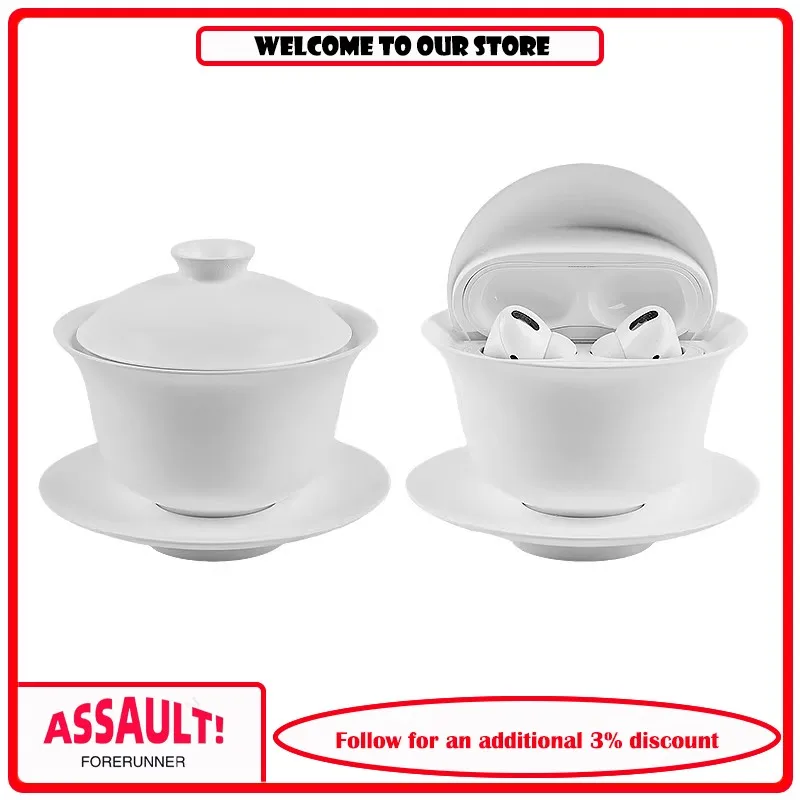 

Minimalist Chinese style white tea bowl, tea cup, headphone case 3D printed original creative design, desktop decoration gift