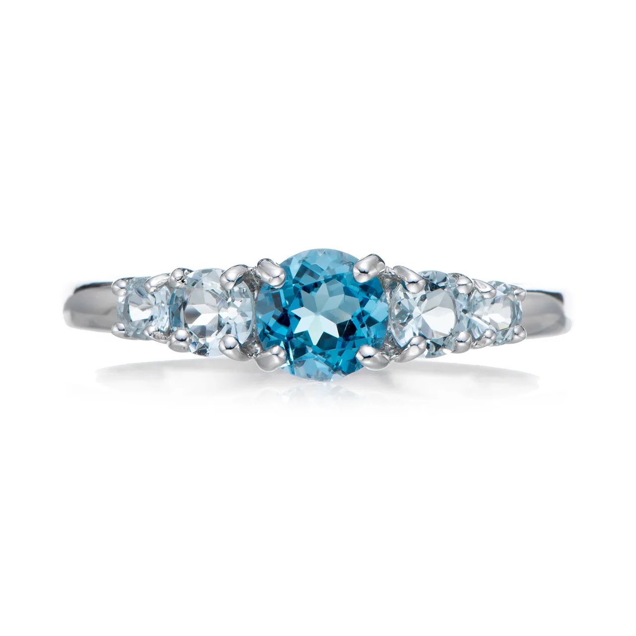 GESIDE  Swiss Blue Topaz,Sky Blue Topaz Rhodium Over Sterling Silver Ring