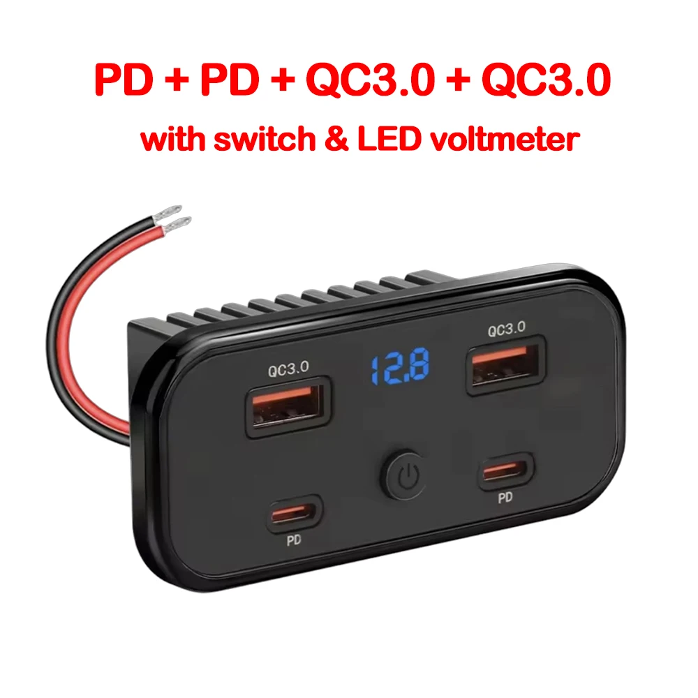 12-24V 2/4/6-Port QC3.0 PD Auto-Ladebuchse Schnellladung Dual USB-C Dual QC3.0 Schnelllade-Stromanschluss für Wohnmobile und LKWs