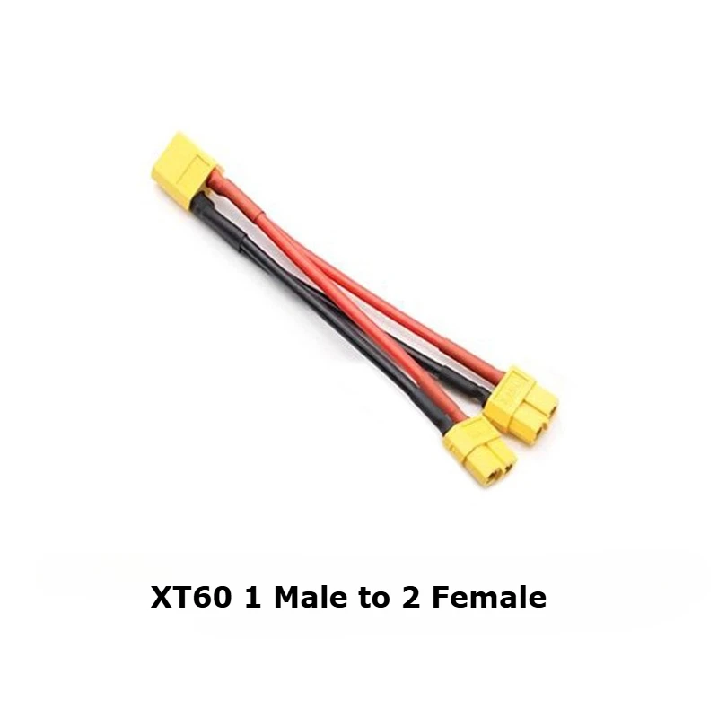 14AWG Silicone Wire XT60 Parallel Battery Connector 3-Way Male/Female Dual Extension Y Splitter for Model Aircraft Charger Motor