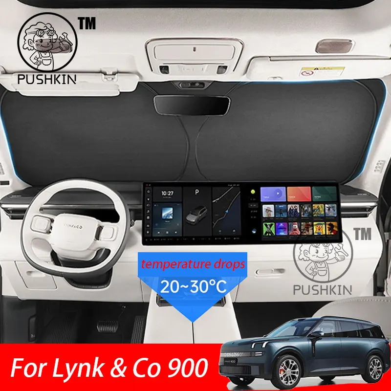 

Для Lynk & Co 900 2025 2026 полностью черный автомобильный солнцезащитный козырек, шторы для конфиденциальности на боковое окно, передний и задний солнцезащитный крем, теплоизоляционный солнцезащитный козырек