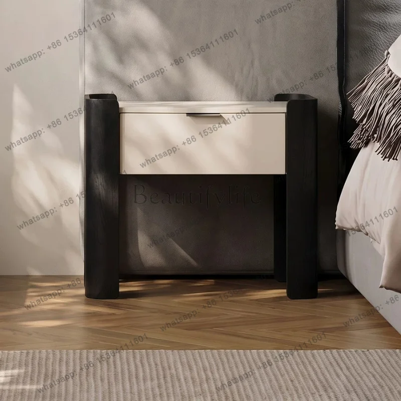PG Italian minimalist suspended bedside table simple modern drawers storage black and white contrasting color storage cabinet