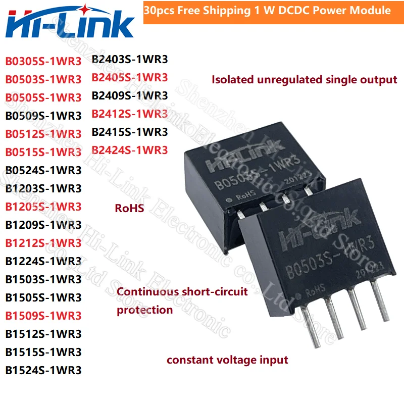 Gratis Verzending 30 Stks/partij B0503S-1WR3 B0505 S B 0509S B 0512S B 0515S B 0524S 1W 5V Dcdc Voedingsmodule Isolatieschakelaar Converter