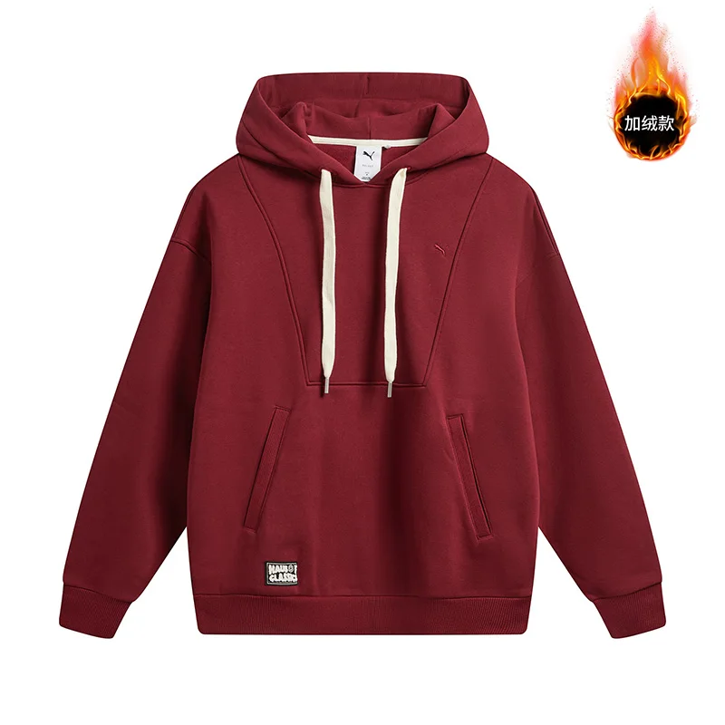 

Puma Зимняя флисовая подкладка Black Label Красная мужская и женская новая спортивная одежда Повседневная теплая вязаная толстовка 63351390