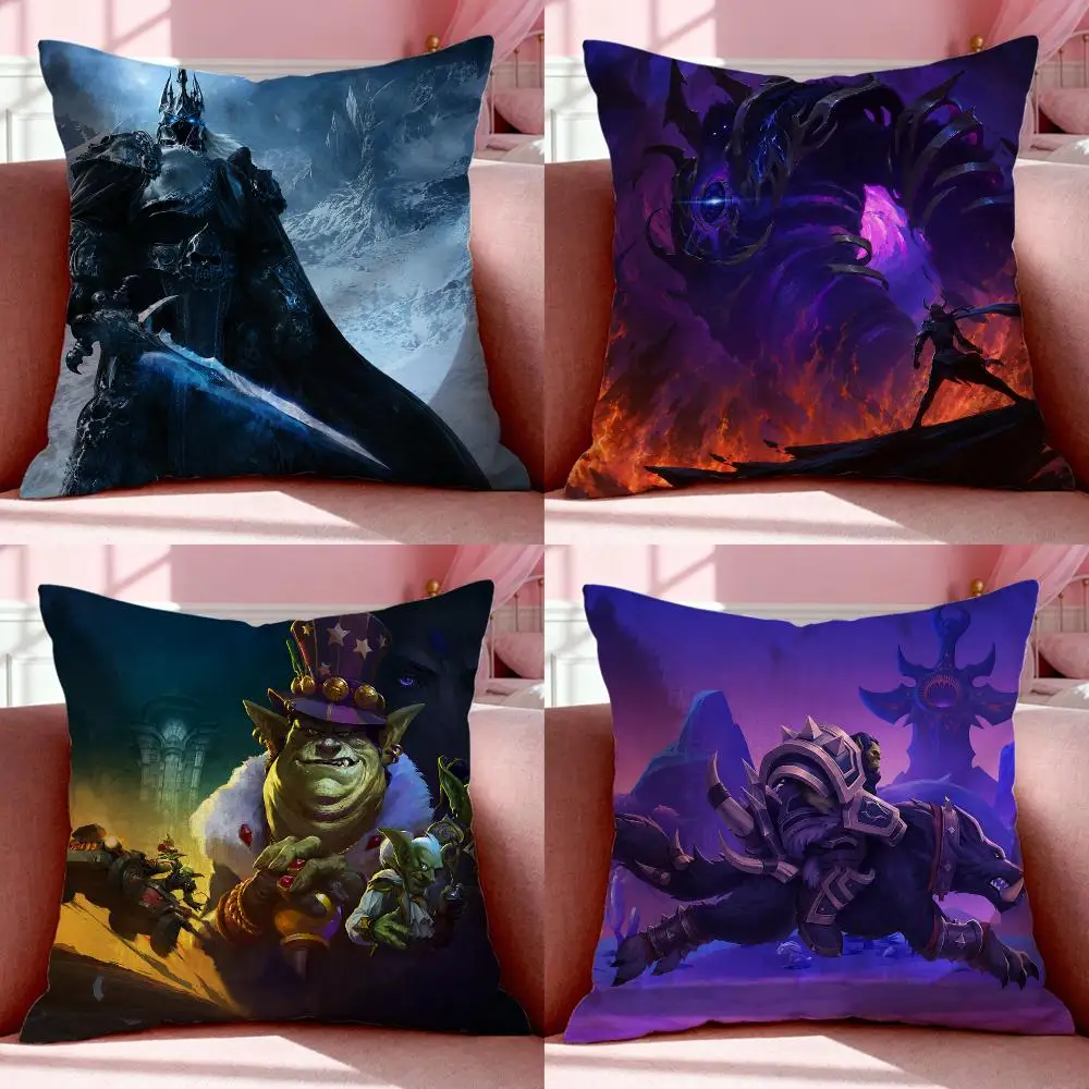 Popular Game W-World of WarcraftS Cushion Cover Short Plush Breathable Pillowcase Odorless Invisible Zipper Washable Removable