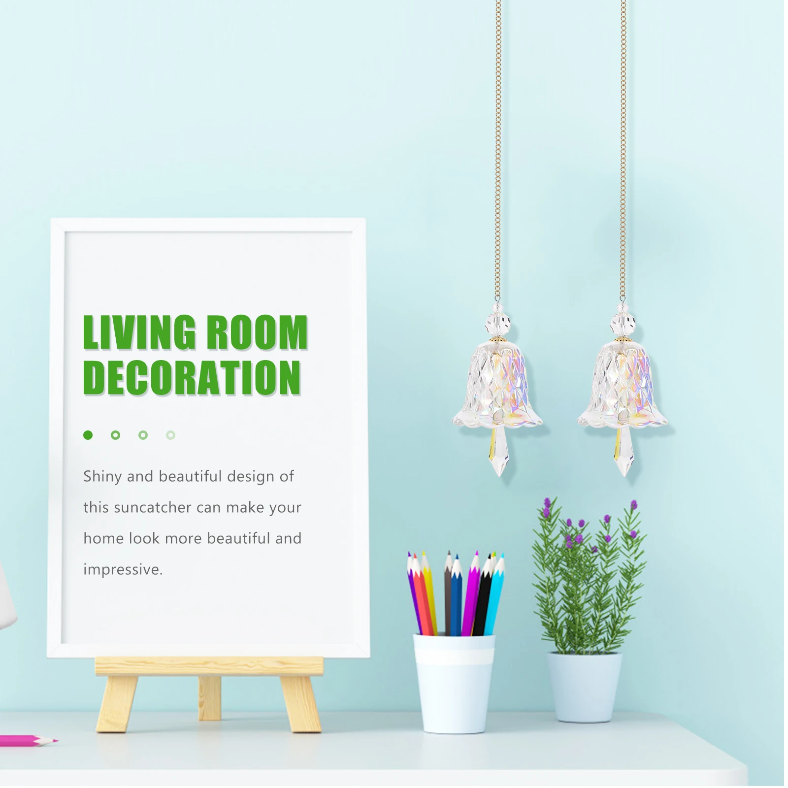 

2Pcs Hanging Crystal Sun Catcher Prism for Window Garden Outdoor Decor Rainbow Light Reflector Pendant Home Decoration