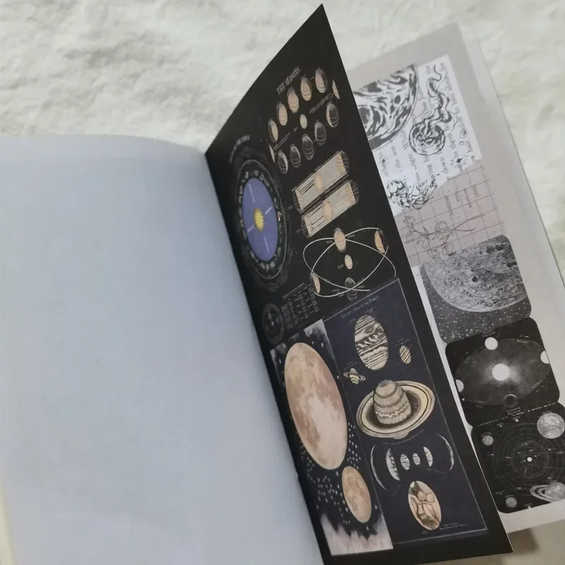 Vintage Galaxy Moon Material Paper Sticker Book Scrapbooking Journal Diary Collage Junk Journaling Decoration Retro Stationery