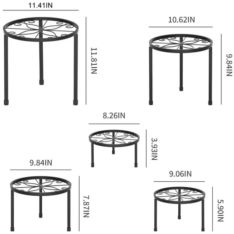 Multifunctional 5 Piece Metal Plant Frame Rust Proof Iron Flower Pot Stand Holder Garden Decor Support Rack for Indoor