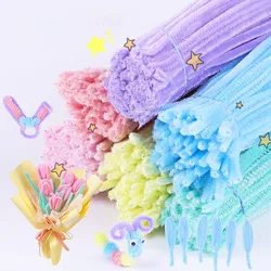 100Pcs Colorful Chenille Stems Pipe Cleaner Craft Plush Tinsel Stick Wired Twist Stick Kids Educational Toy DIY Arts Supplies
