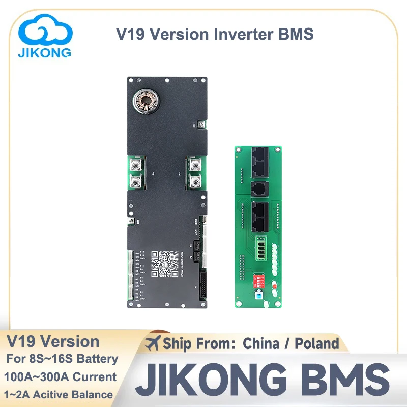 

JIKONG V19 Инвертор BMS 24 В-48 В 100A-300A 8S-16S Lifepo4/Li-ion/LTO Домашний накопитель энергии Активный балансир 1A 2A JK PB Series BMS
