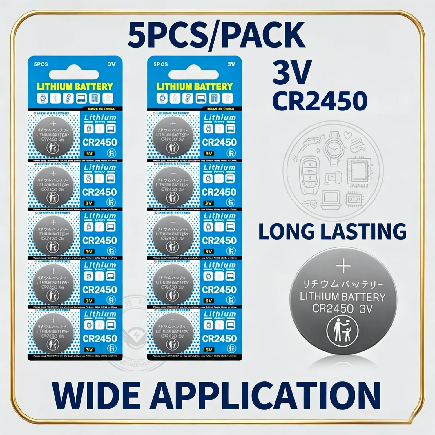 

CR2450 3V Lithium Button Battery KCR2450 5029LC LM2450 DL2450 ECR2450 BR2450 CR 2450 Coin Cell for Car Remote Watch Motherboard