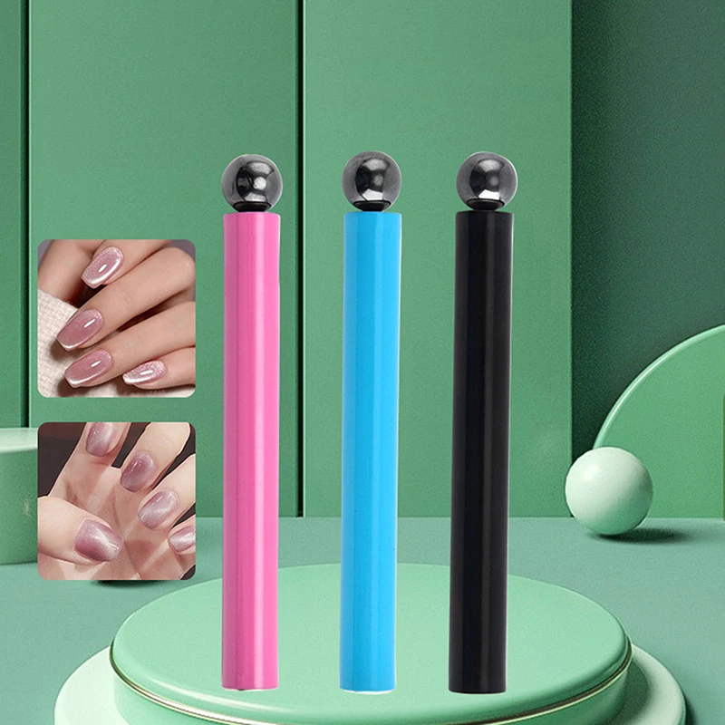 Dwugłowicowy magnetyczny pisak do paznokci + magnetyczna kula stalowa do efektu kociego oka, odłączany cylindryczny zestaw do zdobienia paznokci francuskich 3D, narzędzie do lakierów żelowych UV.
