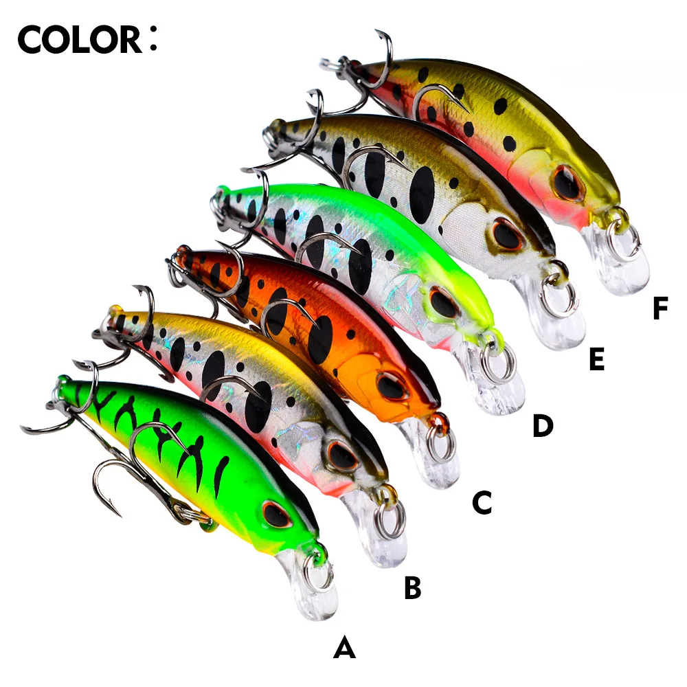 

PROBEROS 1pcs Fishing Lure 5.3cm 4.6g Hard Plastic Minnow Lure Crankbait 6 Color Crankbait Fishing Bait 10# Treble hook dw578