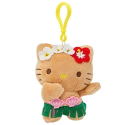 Sanrio Hello Kitty Kuromi Plush Dolls Filled Keychain Dark Skin Hawaiian Series Anime Cartoon Plush Toys Bag Pendant Charms