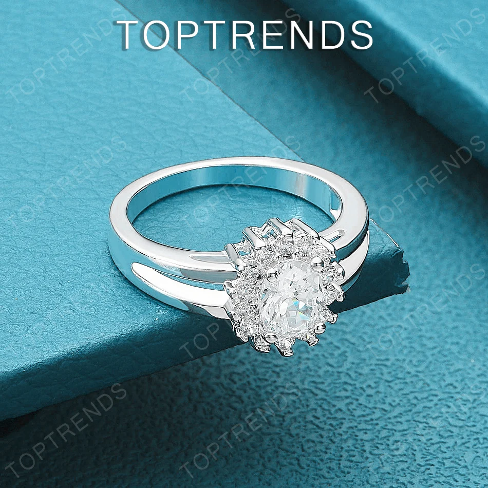 Elegant Women's 925 Sterling Silver & Zircon Ring Stylish, Classic Jewelry Accessories For Party Weddings And Romantic Gifts