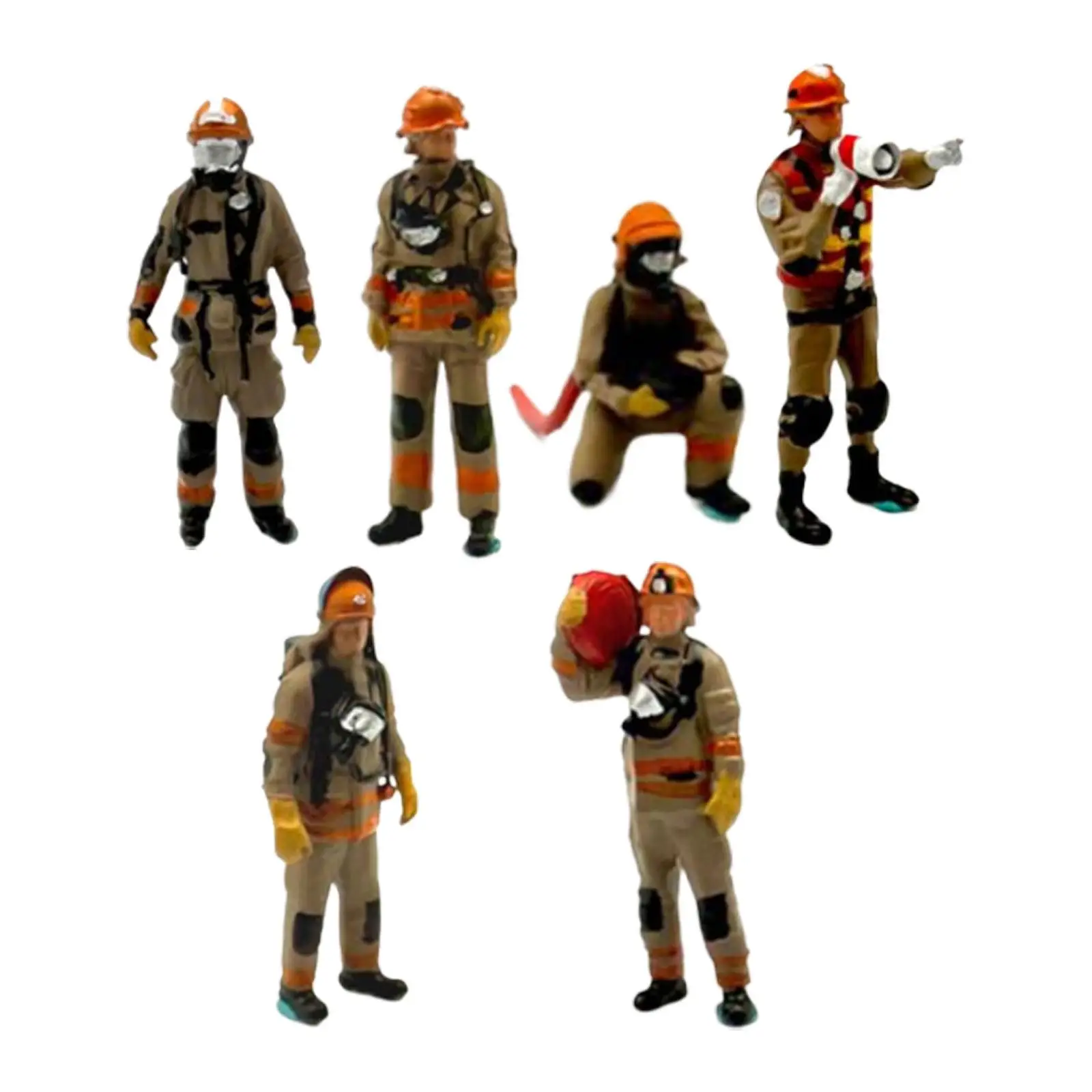 Hand Painted 1 64 Firefighter Figure Resin Statue for Sand Table Diorama Prop Miniature Scene Layout Small Toy Men Collectible