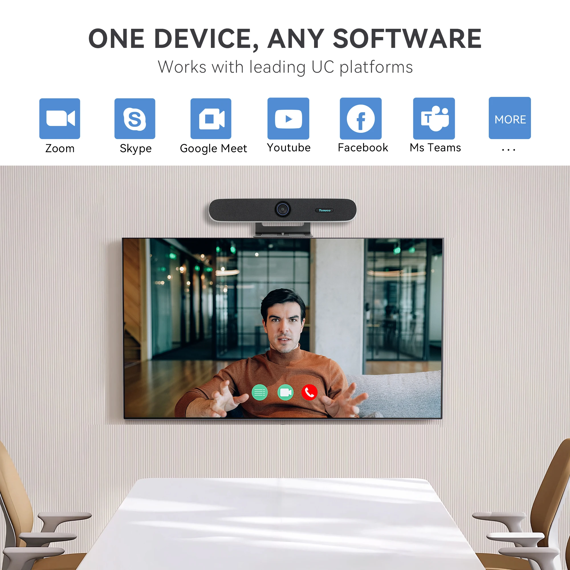 TENVEO Hot-sale Video Conferencing Soundbar Audio And Video Integrated Conference Camera Intelligent 4K Video Soundbar