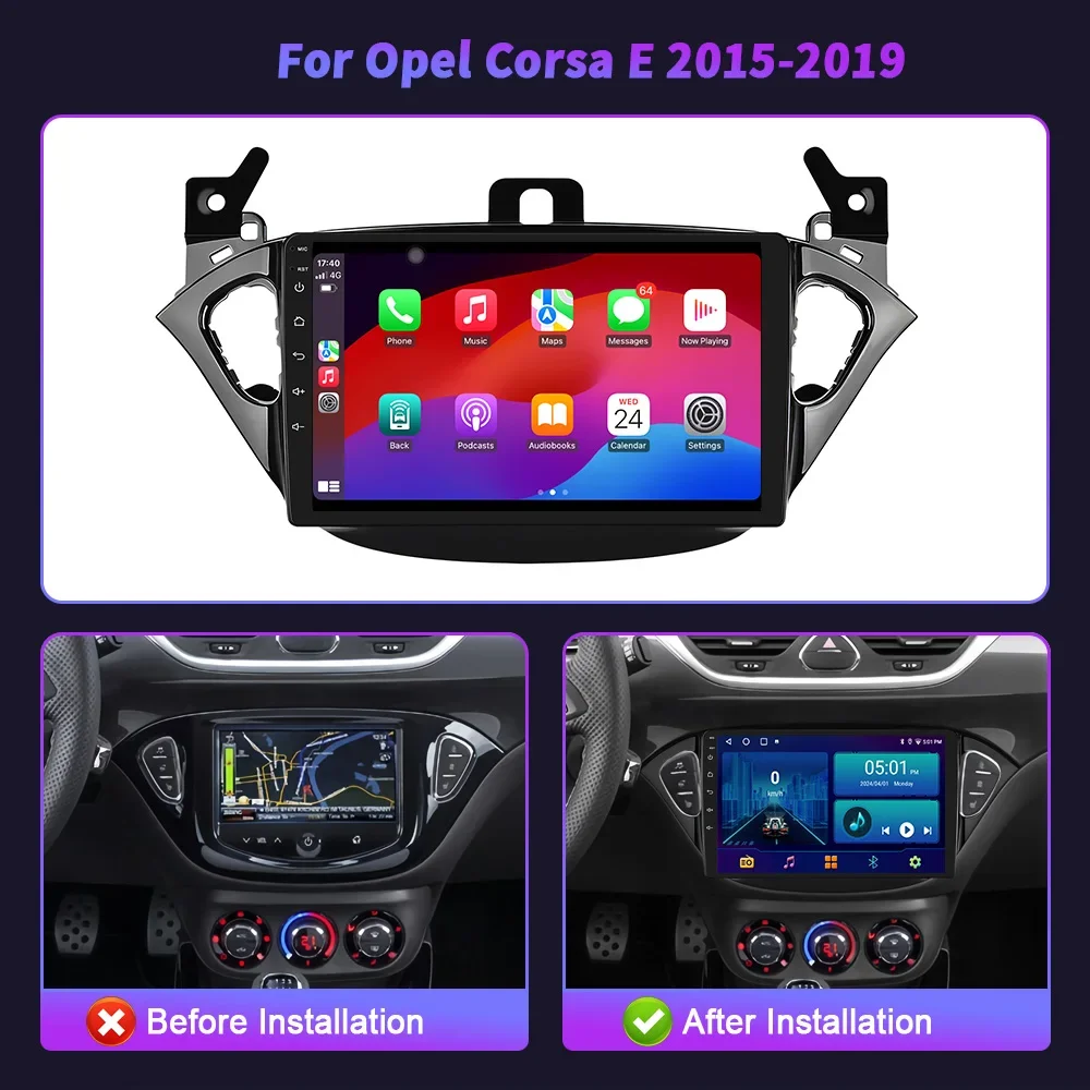 Android 14 For Opel Corsa E 2015-2019 Wireless Carplay Stereo Car Radio Video Player Navigation Multimedia Touch Screen Stereo