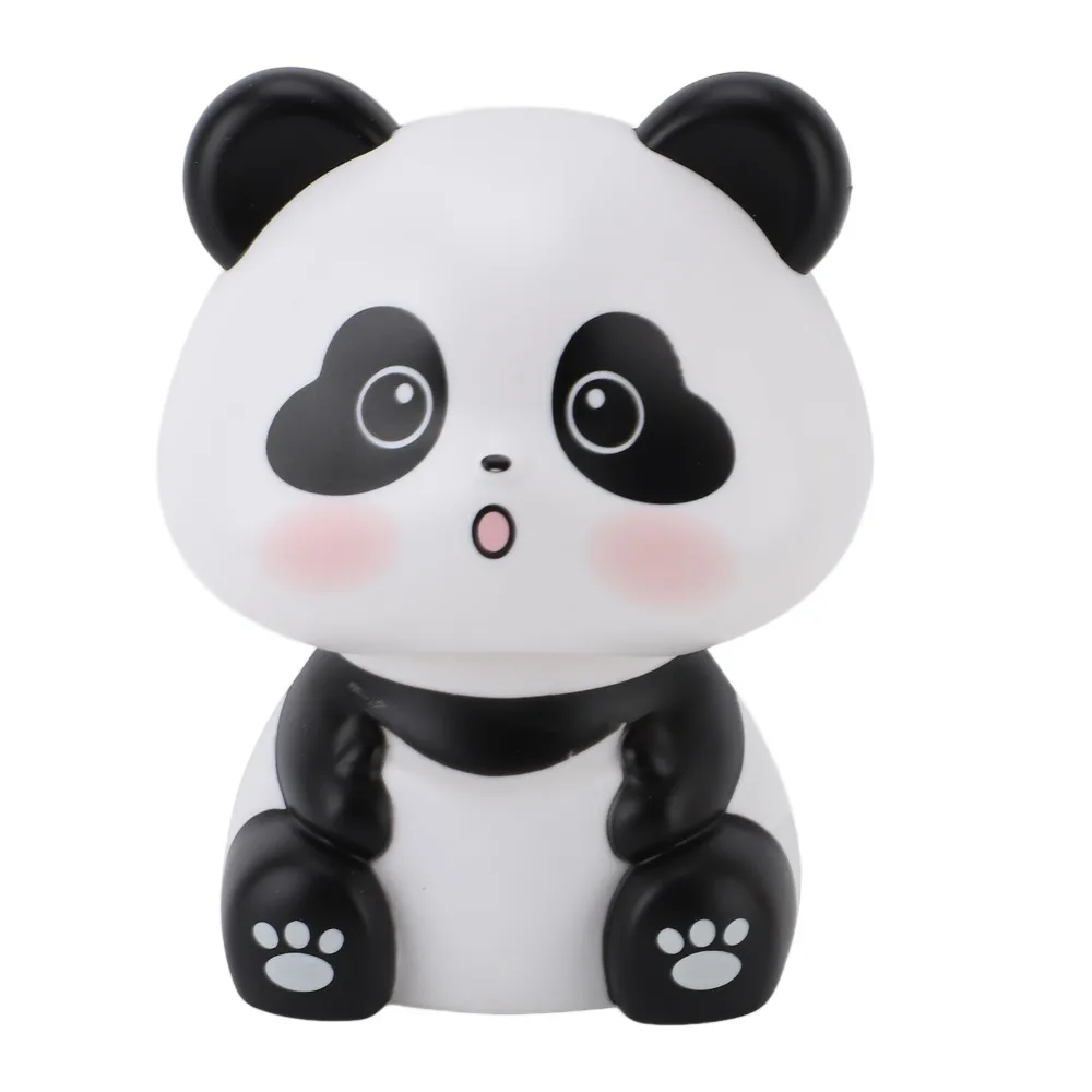 ABS Solar Panda Figurine 3inch White Nodding Panda Ornament Auto Activate Panda Decor Low Energy Consumption Decor