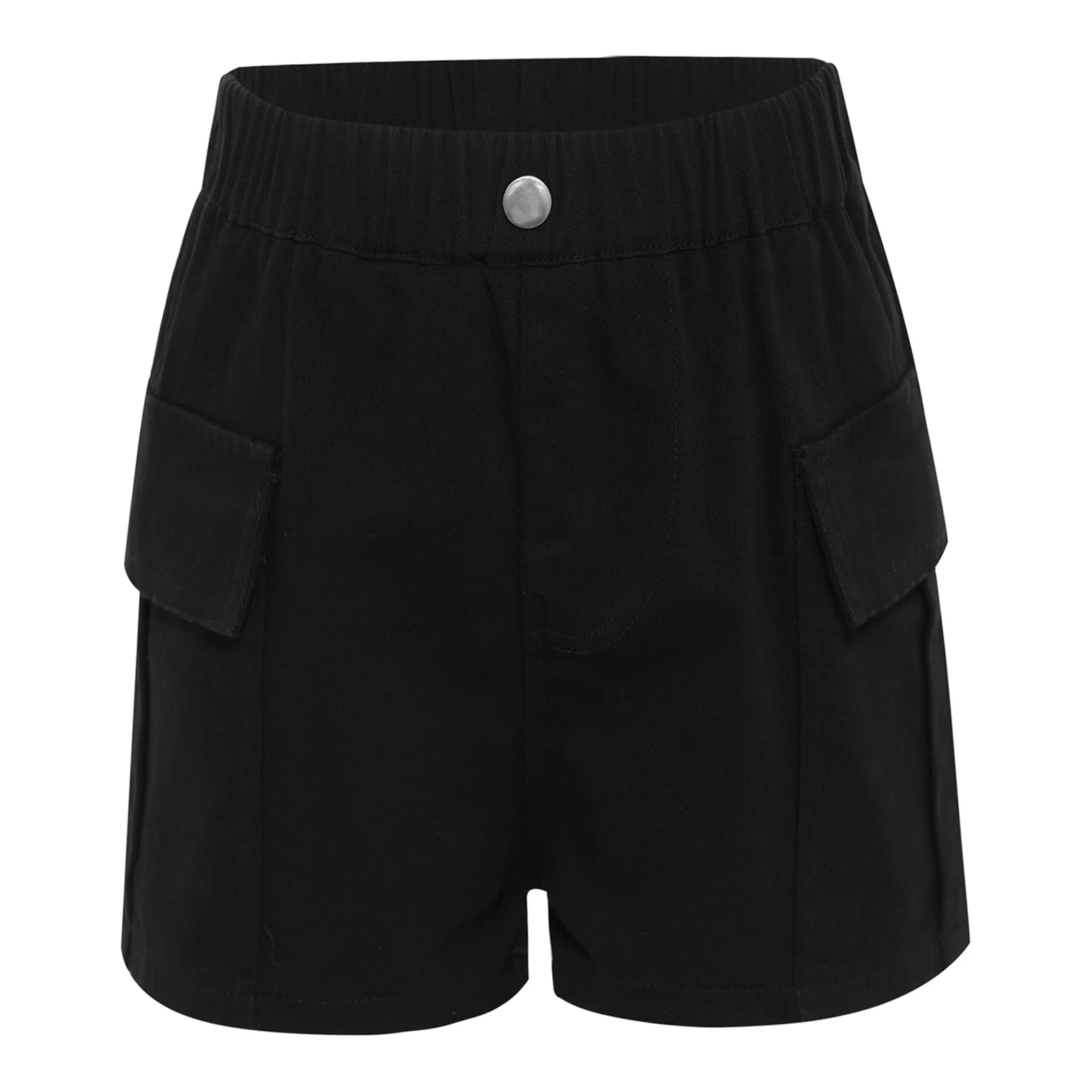 

Kids Girls Cargo Shorts Summer Cotton High Waist Shorts with Flap Pockets for Vacation Beach Park Picnic Street Skateboarding