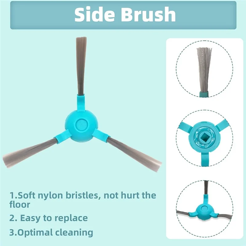 A88Z Pengganti Kain Pel Filter Sikat Samping Cadangan untuk Aksesori Penyedot Debu Robot Cecotec Conga 1290 1390 1590