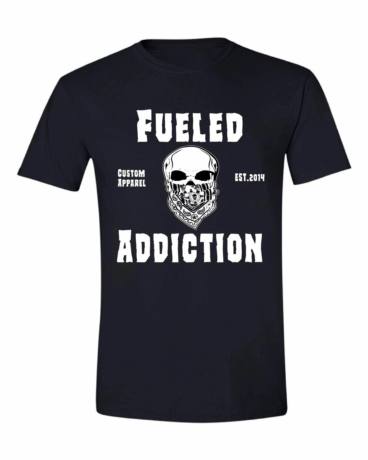 

Mens T-Shirt Fueled Addiction Apparel Skull Bandanna Motorcycle Biker