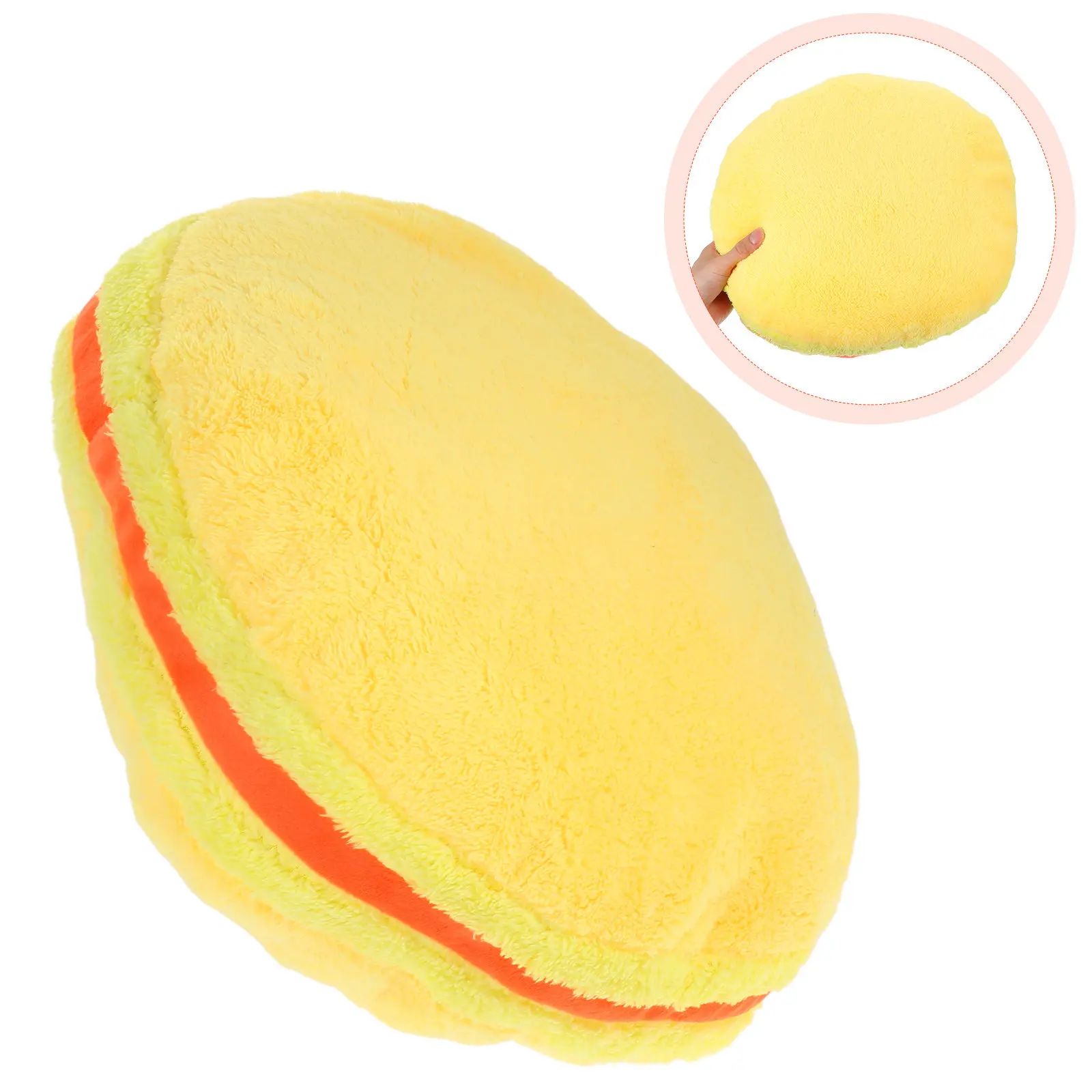 

Premium Cotton Round Biscuit Shape Throw Pillow Cover 35Cm Yellow for Sofa Bed Chair Car Indoor Outdoor Home Decor Artistic