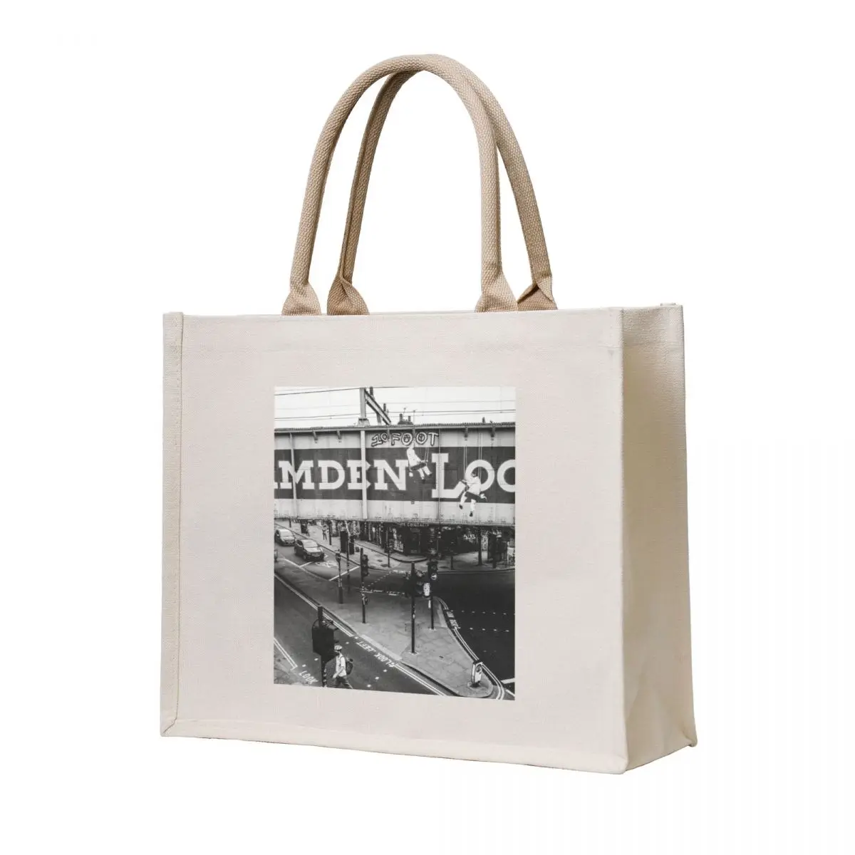 

Camden Market London - Black and White Tote Bag foldable reusable bag canvas tote Canvas shoulder bag