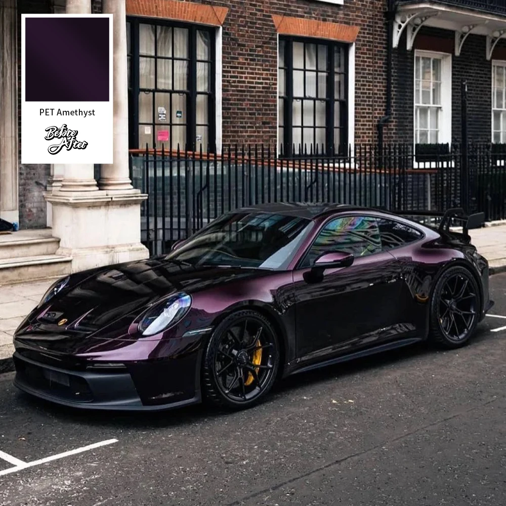 Metaalverf Rose Paars Glanzend Metallic Paars Vinyl Wrap Film Autobescherming Body Wrapping Vinyl Film met luchtbelvrij