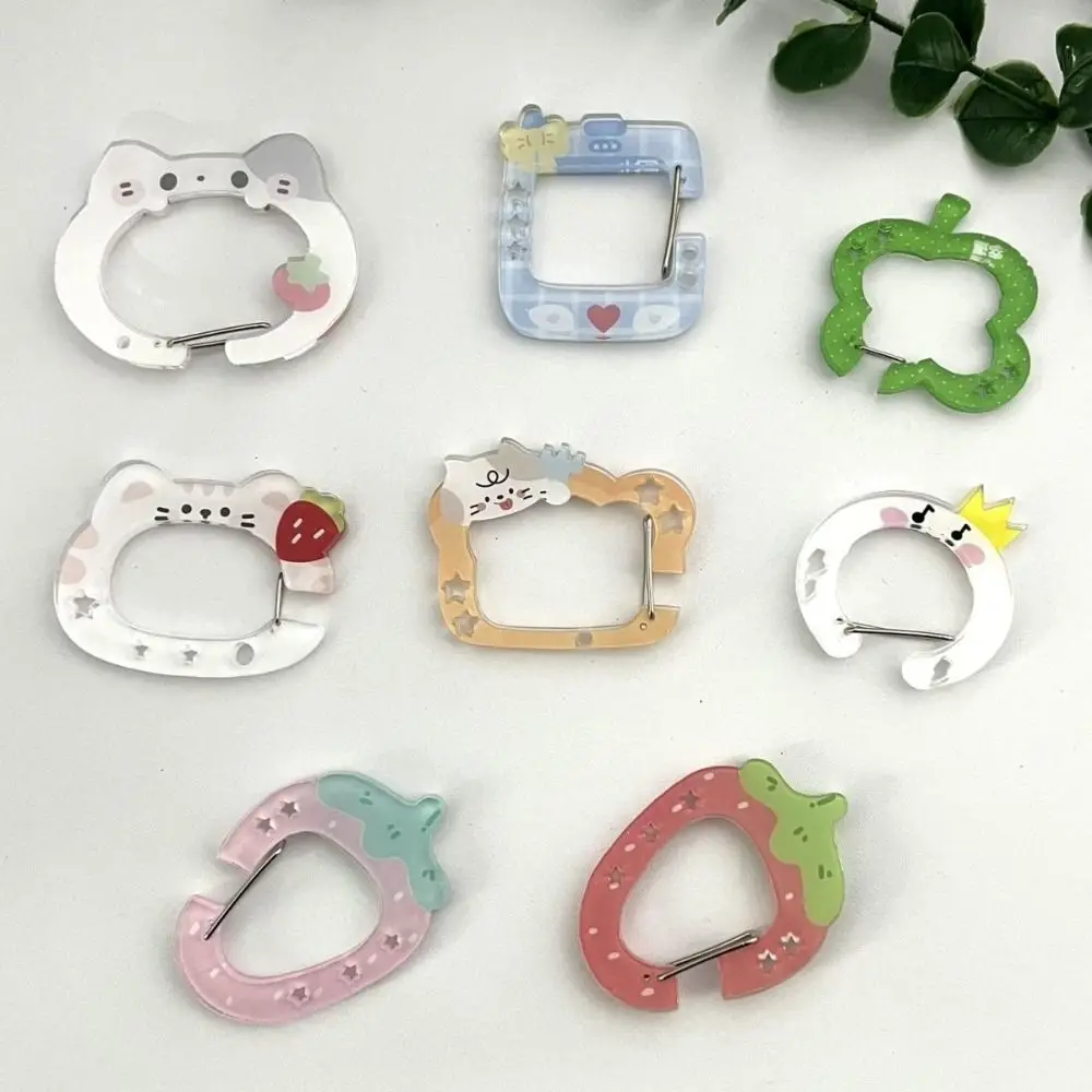 Cute Cat Shape Carabiner Acrylic Candy Color Buckle Keychain Hollow Multipurpose Keyring Hook
